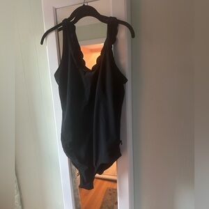Vineyard Vines classic black one piece with scallop low back.